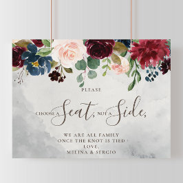 Poster Escolha um Assento Não um Lado Casamento Clássico