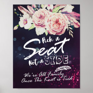 Póster Escolha um Assento Não um Lado Floral Roxo Claro p