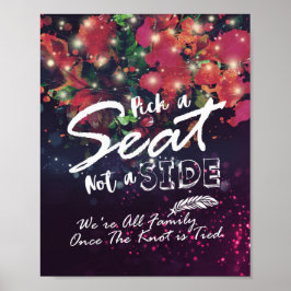 Poster Escolha uma Cadeira Não um Lado Casamento Luz de C