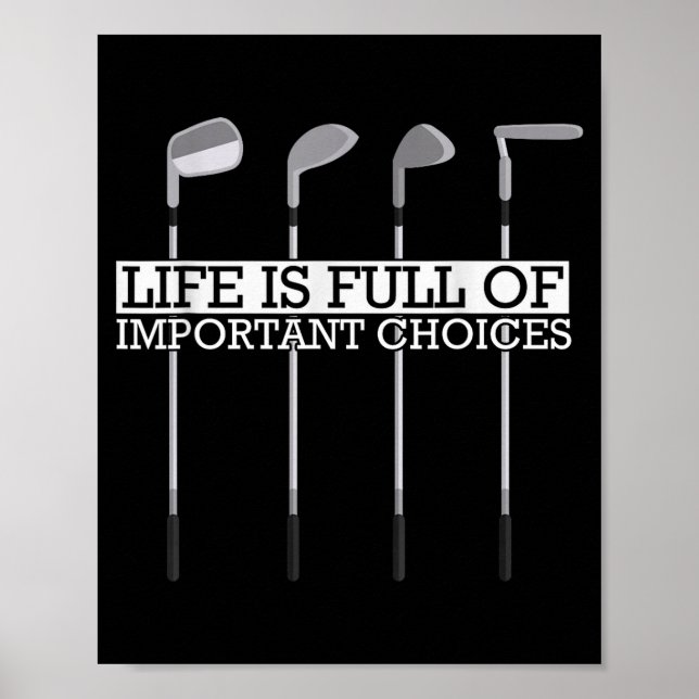 Poster Escolhas de Clubes Cheios Vida Golfe Importante (Frente)