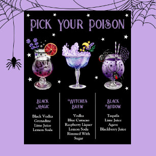 Poster Escolhe O Menu Cocktail Do Vôson Witchy Halloween