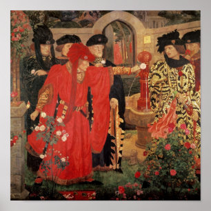 Póster Escolhendo os rosas vermelhos e brancos no templo