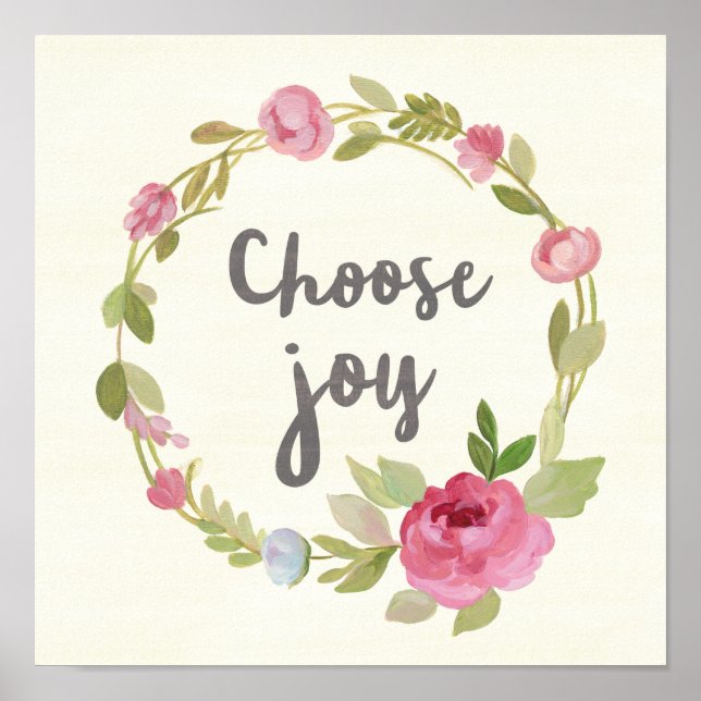 Poster Escolher Joy | Rosas cor-de-rosa (Frente)
