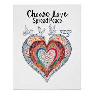 Póster Escolher paz de propagação do amor