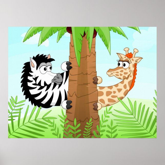 Póster Esconder zebra e girafa (Frente)