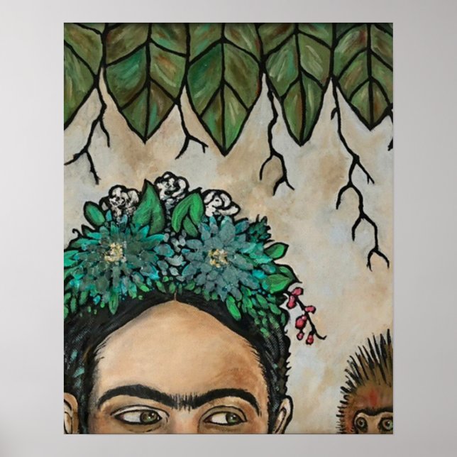 Poster Escondida Frida Kahlo Portrait Monkey (Frente)