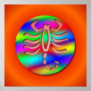 Póster Escorpião Arco-Íris Cor Zodiac Escorpião Escorpião