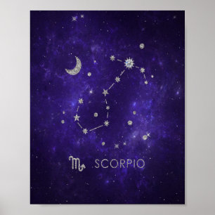 Poster Escorpião-Roxo Astrologia Cósmica Horoscópio