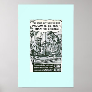 Poster Escova De Dente Engraçada E Velho: Porcos E escova