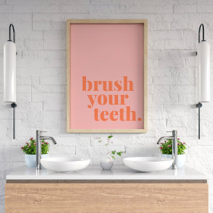 Poster Escove Seus Dentes Engraçada Arte Colorida Do Banh