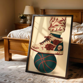 Poster Escrânio Floral Alto-Alto-Coluna no Basquete
