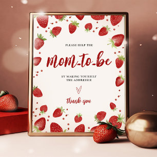 Poster Escreva Seu Sinal De Chá de fraldas De Morango