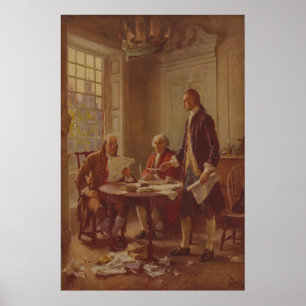 Poster Escrevendo a declaração de independência por