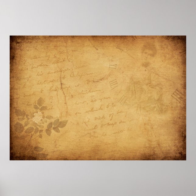 Poster Escrevendo de flores da imagem de fundo (Frente)