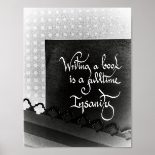 Poster Escrevendo um autor de livro preto e branco