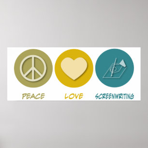 Póster Escrita na tela Peace Love