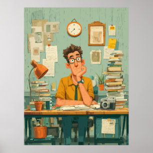 Poster Escritor Criativo em Escritório Ocupado