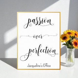 Poster Escritório de Paixão Branca Preta com Citação de S