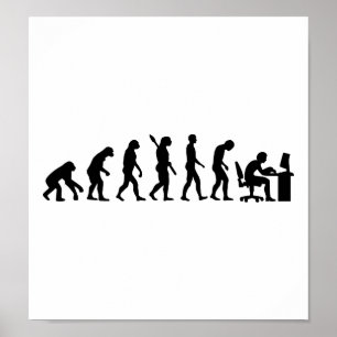 Póster Escritório do computador da evolução