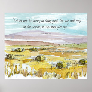 Poster Escritura Bíblica Gálatas Não Desista Campo de Fen