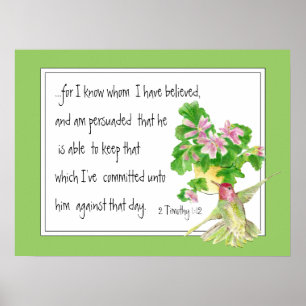 Póster Escritura cristã do incentivo do 1:12 de 2 Timoth