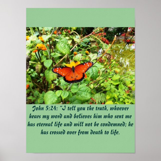Póster Escritura de Cristianismo John 5:24 (Frente)