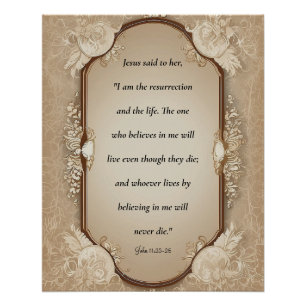 Póster Escritura de ressurreição, John 11-25, 26