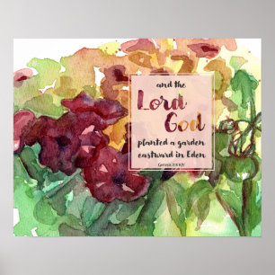 Poster Escritura do Jardim Gênesis Flores Petúnia