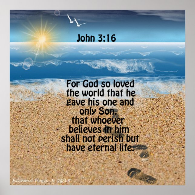 Poster Escritura do John 3:16 (Frente)