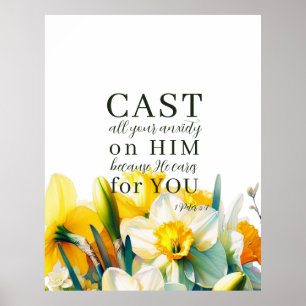 Poster Escritura Floral 1 Peter 5:7