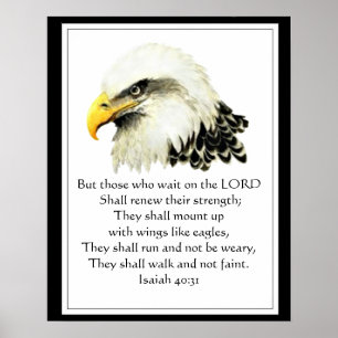 Póster Escritura inspirador que espera no senhor Eagle