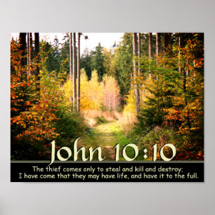 Póster Escritura John 10:10, Caminho da Floresta de outon