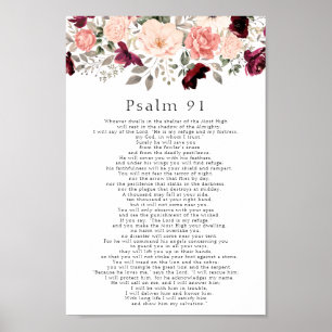 Poster Escritura Psalm 91 Blush Floral