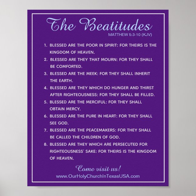 Poster Escritura Santa Mateus 5:3 a 5:10 Beatitudes (Frente)