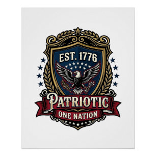 Póster Escudo de Batalha Patriótico 1776 Símbolo Inspirad
