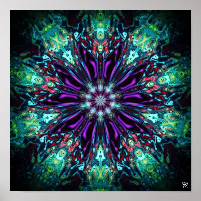 Poster Escudo de monstros de flores v1 - padrões pareidol (Frente)