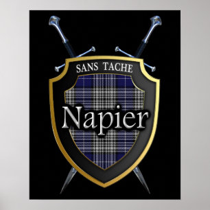 Póster Escudo e Espadas do Clã Napier Tartan Escocês