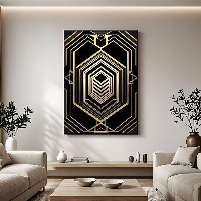 Poster Escudo Geométrico Preto Dourado Luxo (Criador carregado)