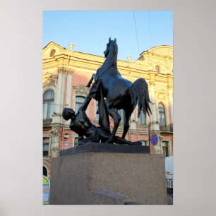 Póster Esculpem a ponte de Anichkov na Rua. Petersburgo
