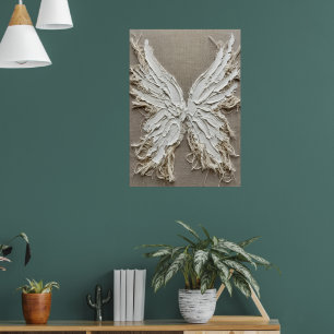 Poster Escultura de Asas de Anjo Texturizadas Brancas em