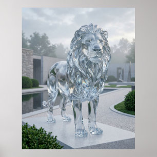 Poster Escultura de Leão de Vidro Amanhecer