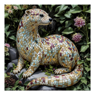 Póster Escultura de Lontra Divertida e Fofa de Fantasia