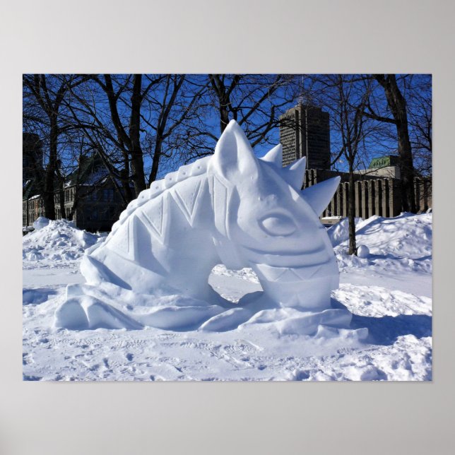 Poster Escultura de neve em cavalos, Quebec, Canadá (Frente)