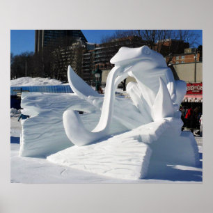 Poster Escultura de Neve sapo, Quebec, Canadá