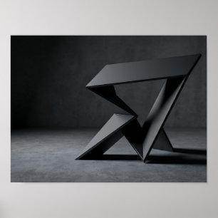 Poster Escultura Geométrica Angular de Grafite Arte de Pa
