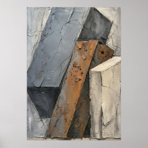 Poster Escultura Geométrica de Cubista Abstrato Concreto