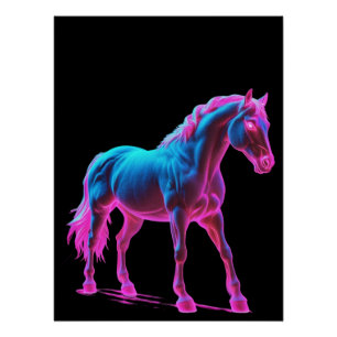 Póster Escultura Neon Light Horse