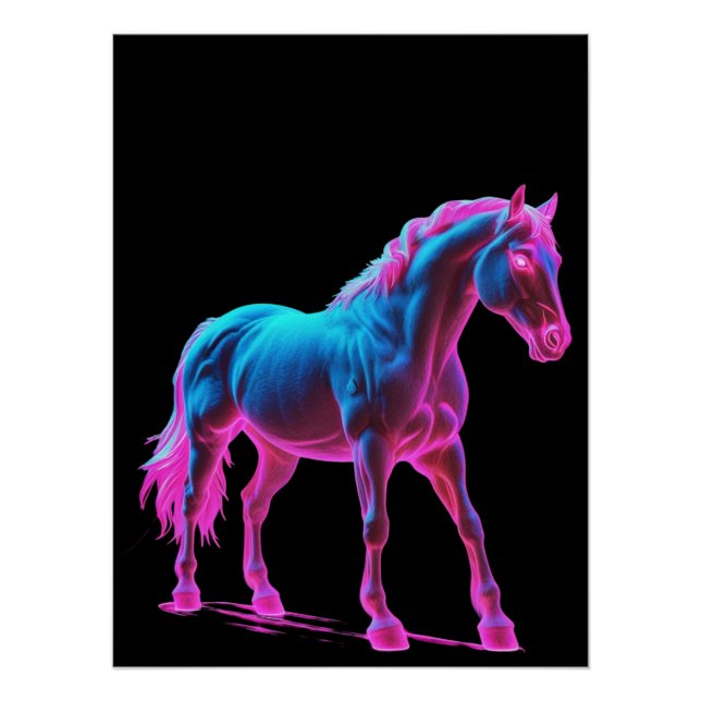Póster Escultura Neon Light Horse (Frente)