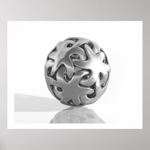 Póster Escultura virtual cromo bloqueado da estrela