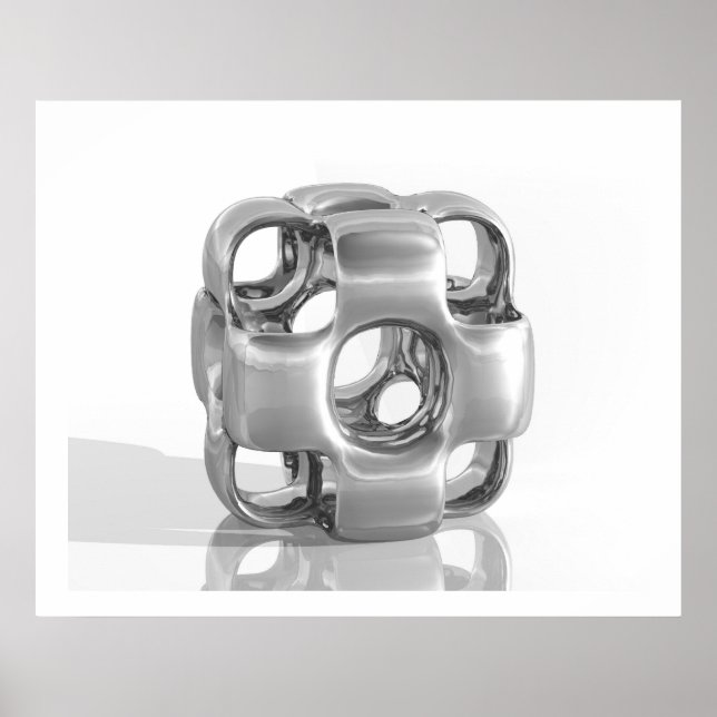 Póster Escultura Virtual Em Alumínio Polido Cubado (Frente)